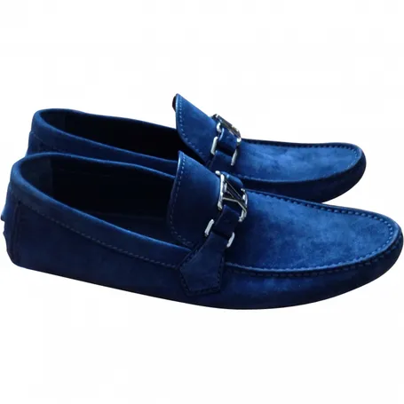 Louis vuitton loafers LOUIS VUITTON Blue size 44 EU in Suede - 965544